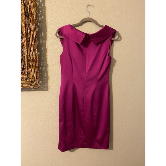 Kay Unger Dress Raspberry Pink 6 Silk Lined Portrait Collar Cocktail Party Event - Picture 7 of 8
